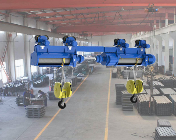 Wire rope double hook electric hoist